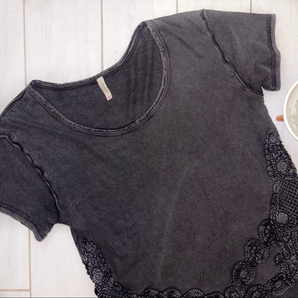 Free people small tee with lace detail